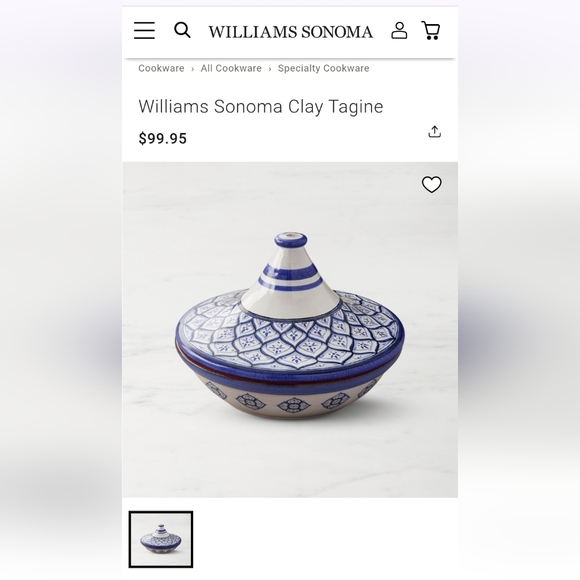 Williams Sonoma Handcrafted Blue/White Tunisian Tagine - Picture 11 of 11